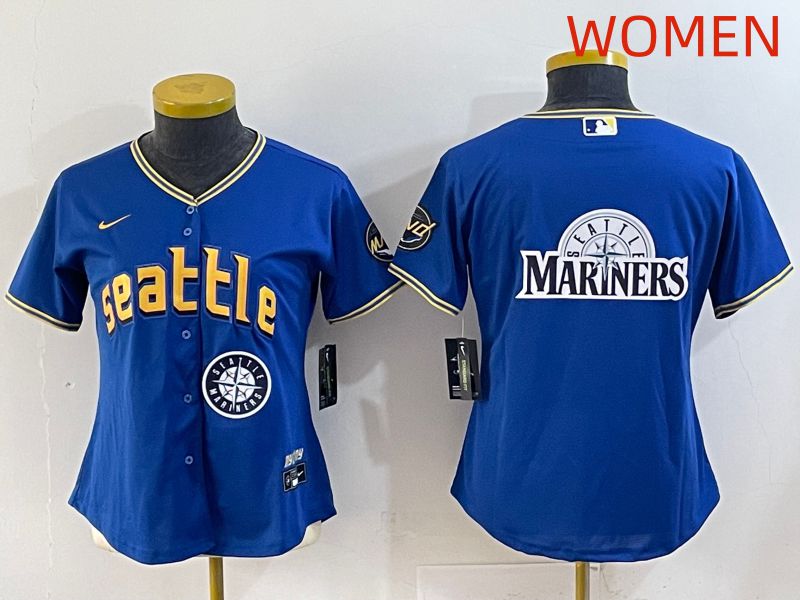 Women 2025 Seattle Mariners Blank Blue City Edition Nike MLB Jersey style 14